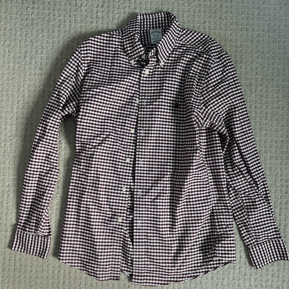 Brooks Brothers, regent fit, red check, non iron, small